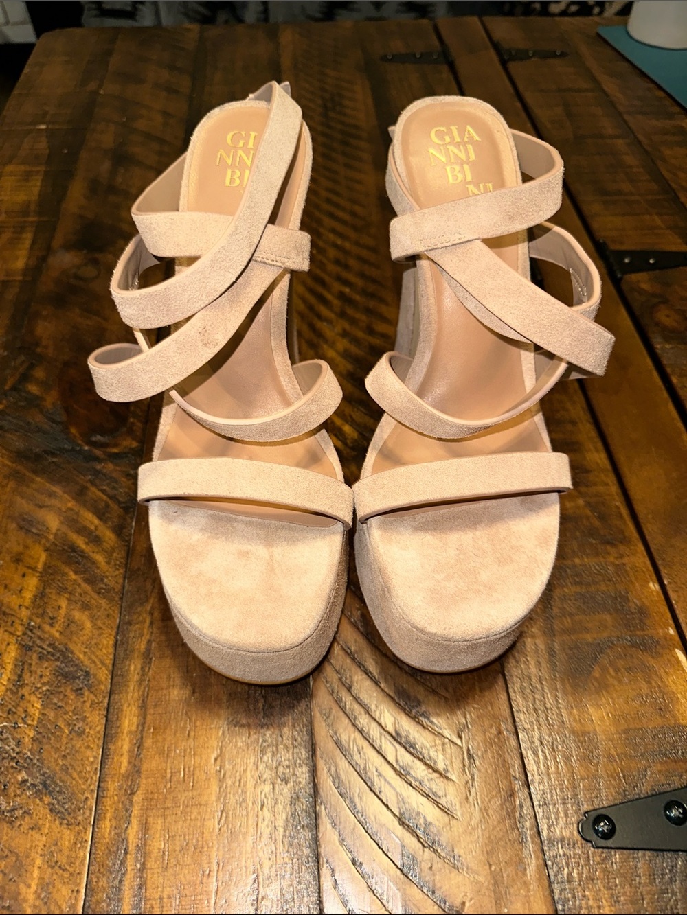 Gianni Bini Margee Nude Suede Platform Sandals Size 8 NWOB - Picture 5 of 9